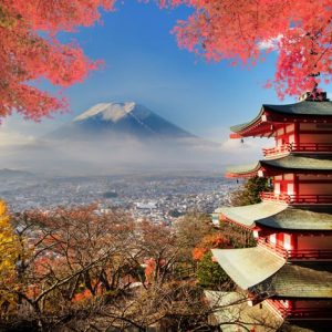 Temppeli Ja Fuji-Vuori Japani 974 Canvas-taulu